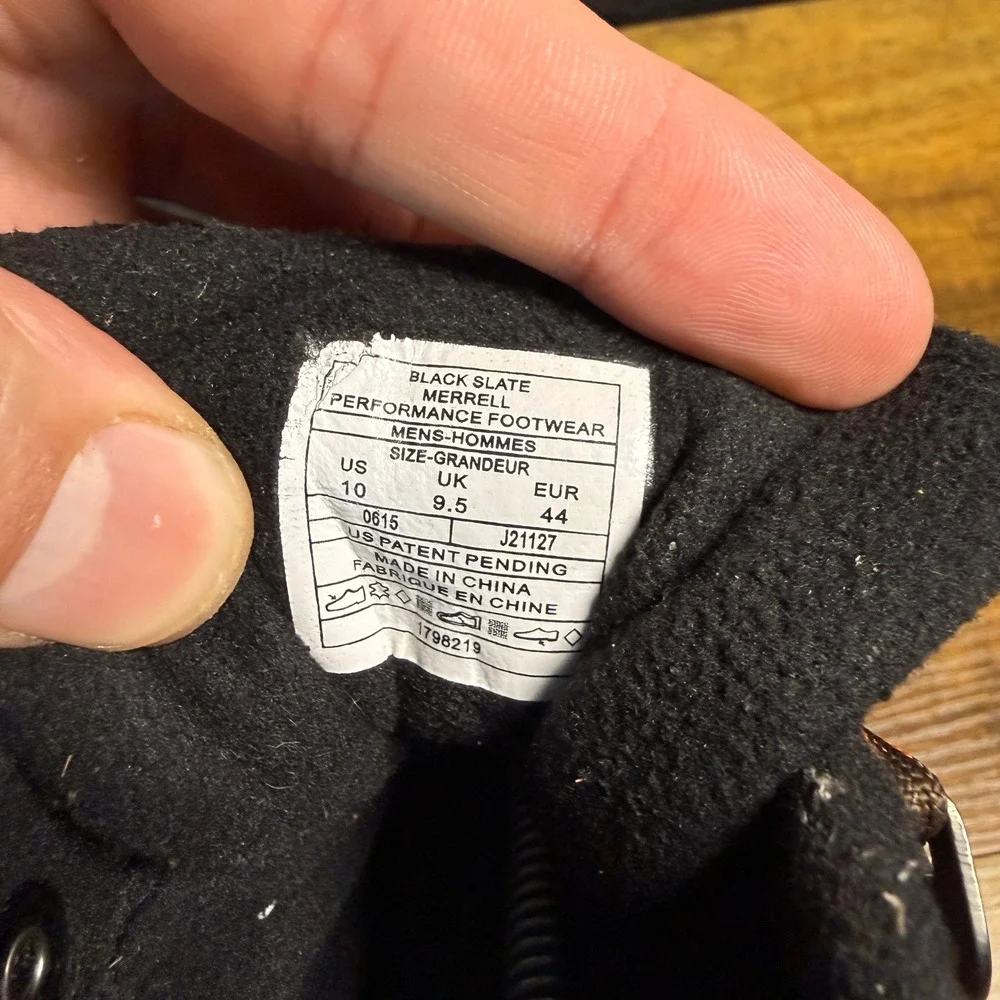 Merrell Polarand Rove J21127 Black Slate Leather Waterproof Hiking Boots Mens 10